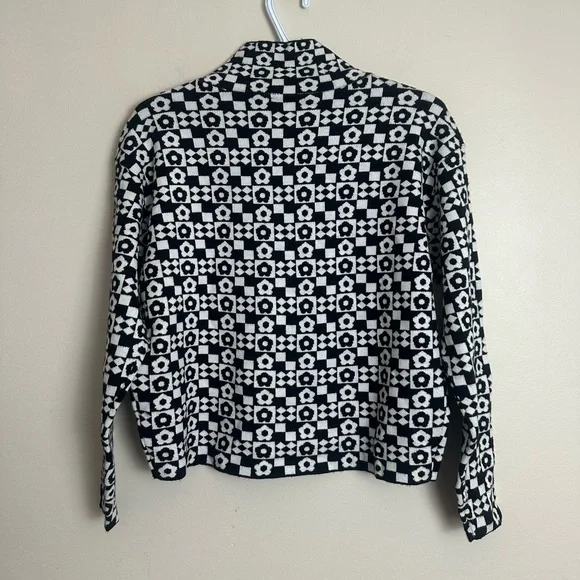Maeve Black White Knit Sweater XXS Anthropologie Geometric Pattern Pullover - Picture 6 of 6